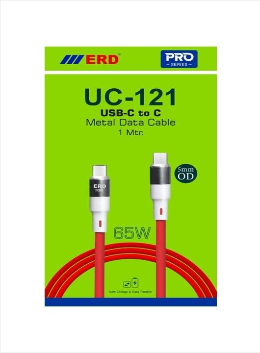 ERD Pro Series UC-121 Type-C to C Metal Cable (65W, 5mm, 1Meter Red)