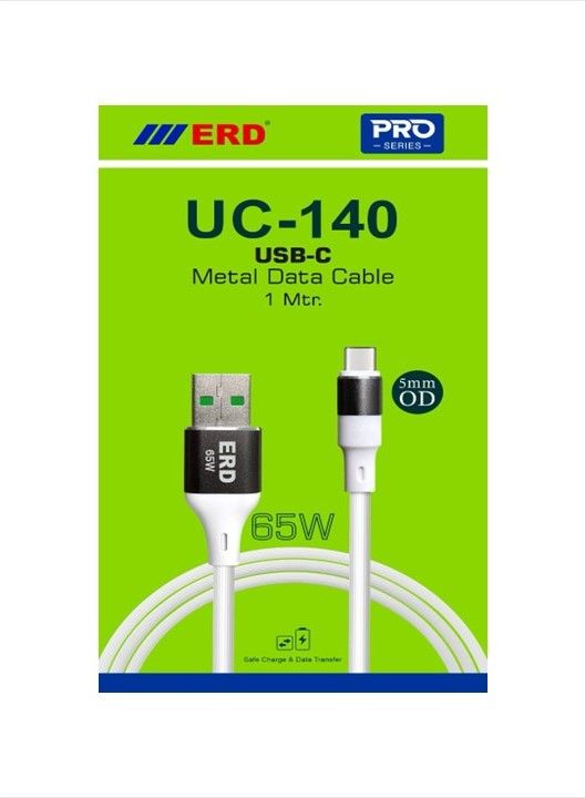 ERD Pro Series UC-140 Type-C Metal Cable (65W, 5mm, 1Meter White)