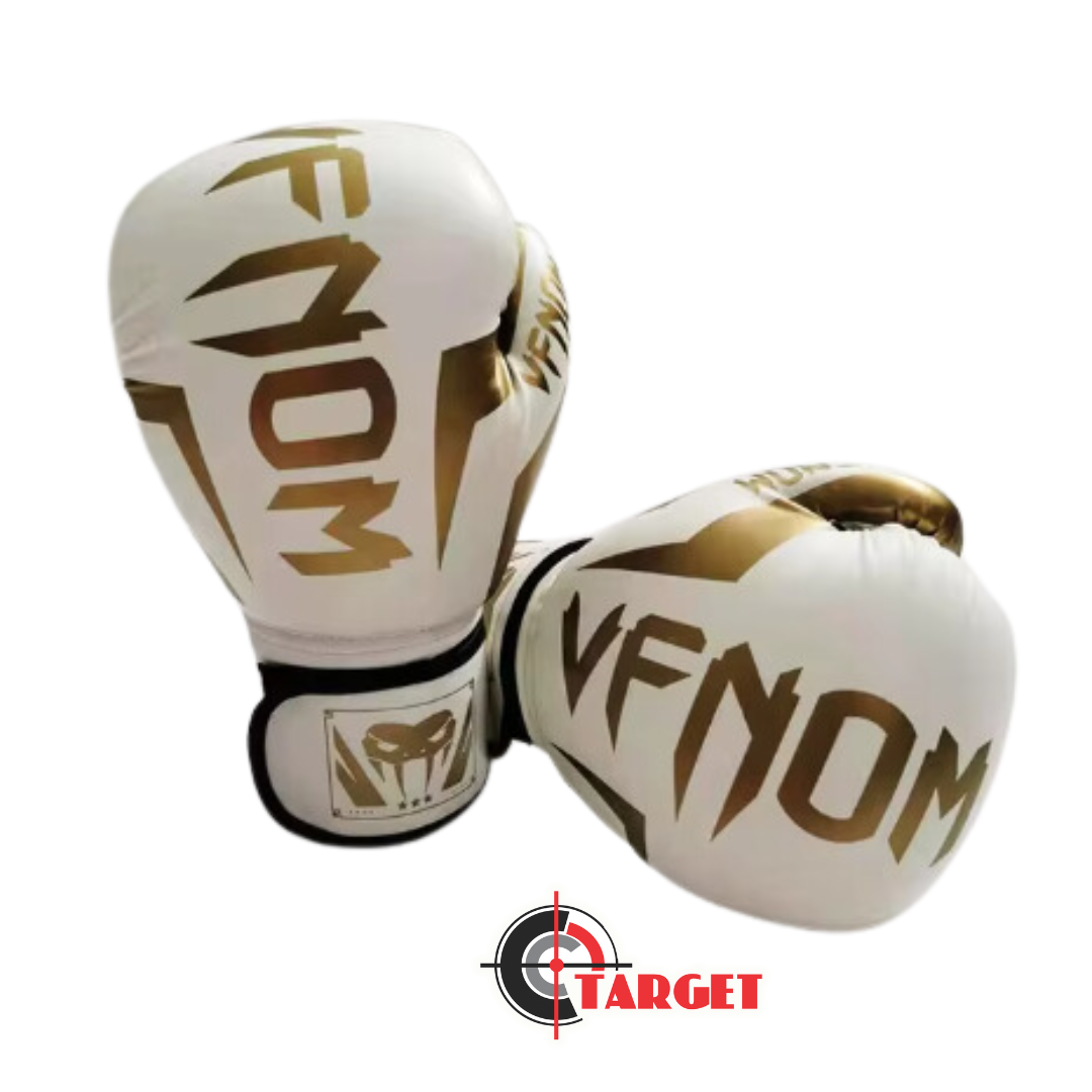 Boxing MMA Muy thai Gloves 12oz VENOM White