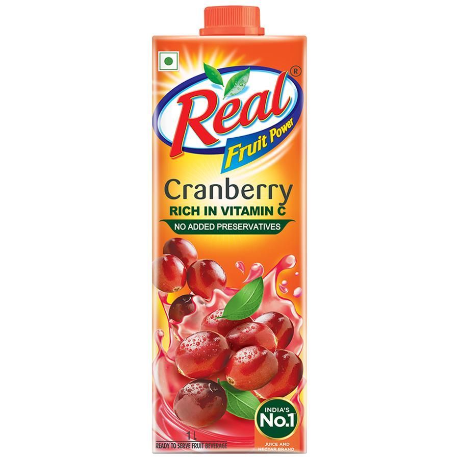 Real Fruit Power Cranberry Juice, 1Ltr