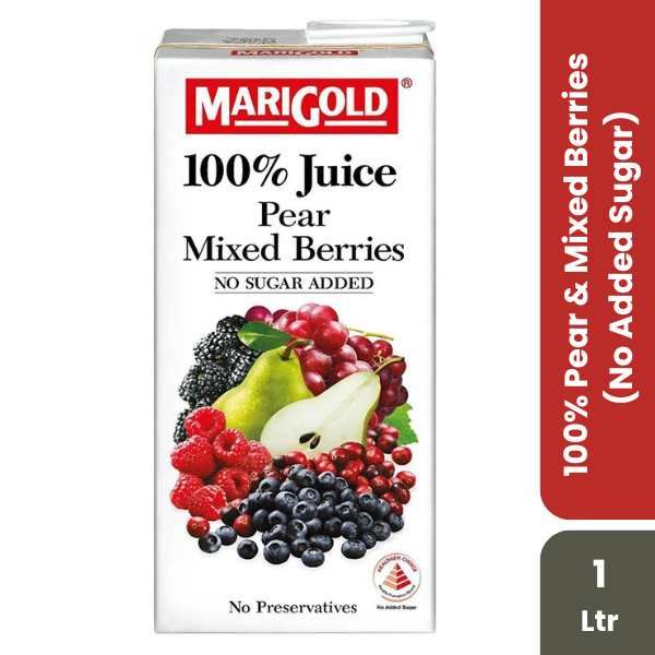 MariGold 100% Pear & Mixed Berries Juice No Added Sugar, 1Ltr