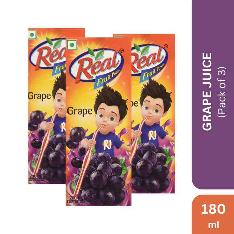 Real Fruit Power Grape Juice,180ml (Pack of 3)