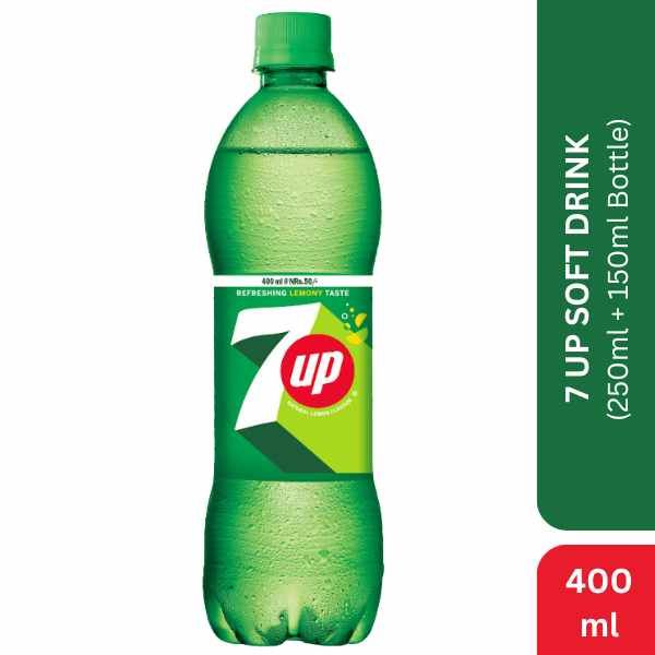 7 Up Soft Drink, 400ml (250ml+150ml) Bottle