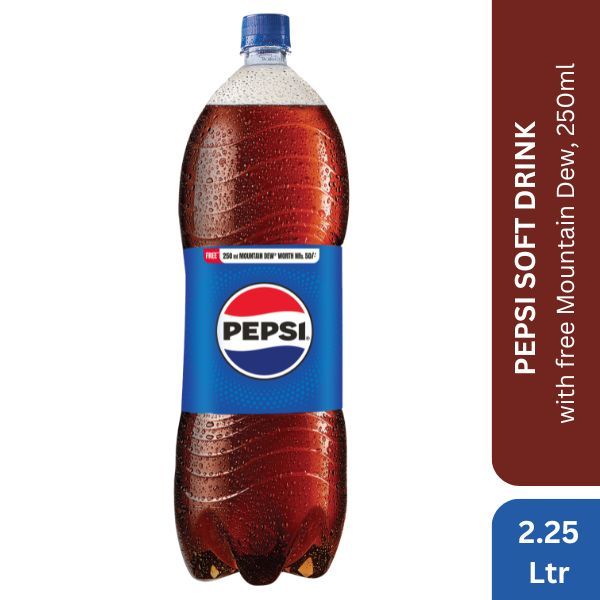 Pepsi Soft Drink, 2.25Ltr Bottle (Free Mountain Dew 250ml)