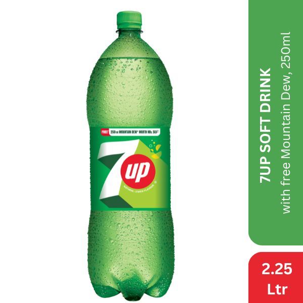 7Up Soft Drink, 2.25Ltr Bottle (Free Mountain Dew 250ml)