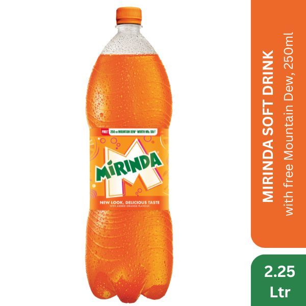 Mirinda Soft Drink, 2.25Ltr Bottle (Free Mountain Dew 250ml)