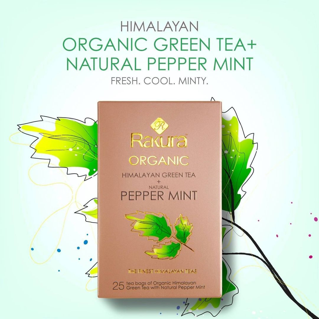 Rakura Organic Himalayan Green Tea + Natural Peppermint, 25 Tea Bag