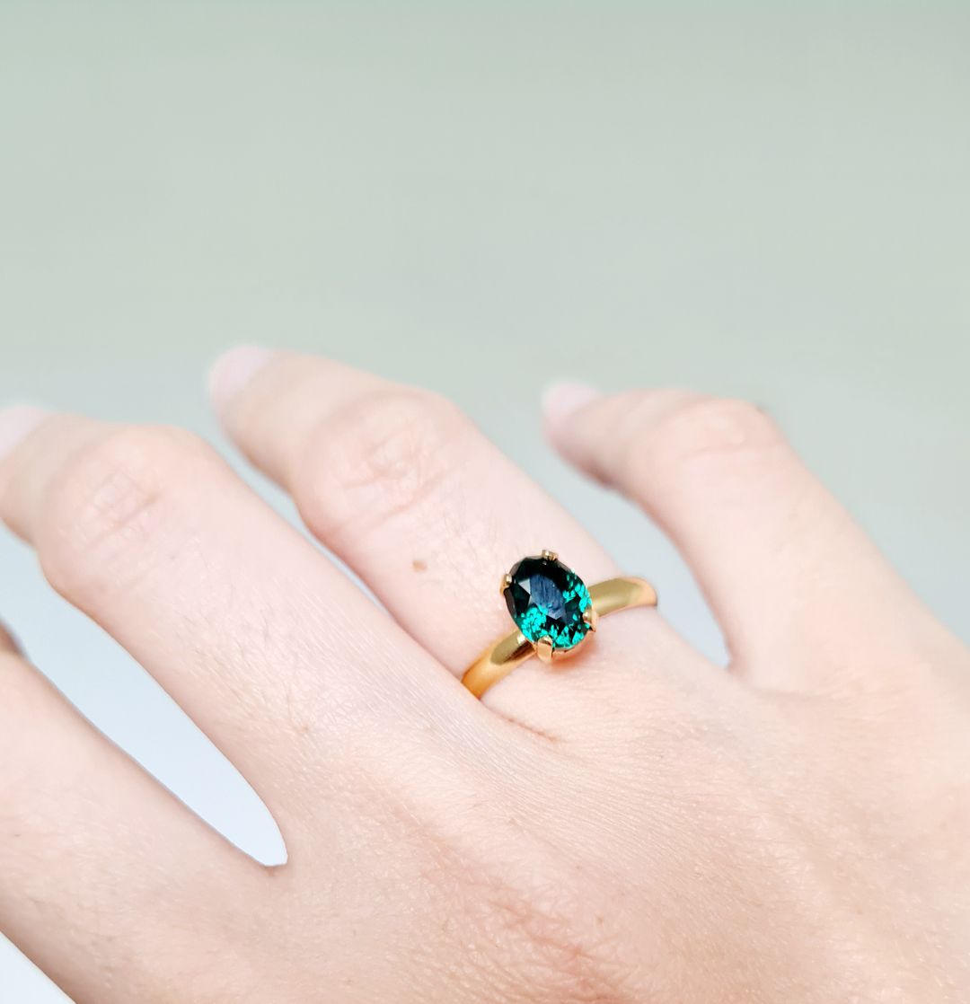 Emerald Green Adjustable Ring