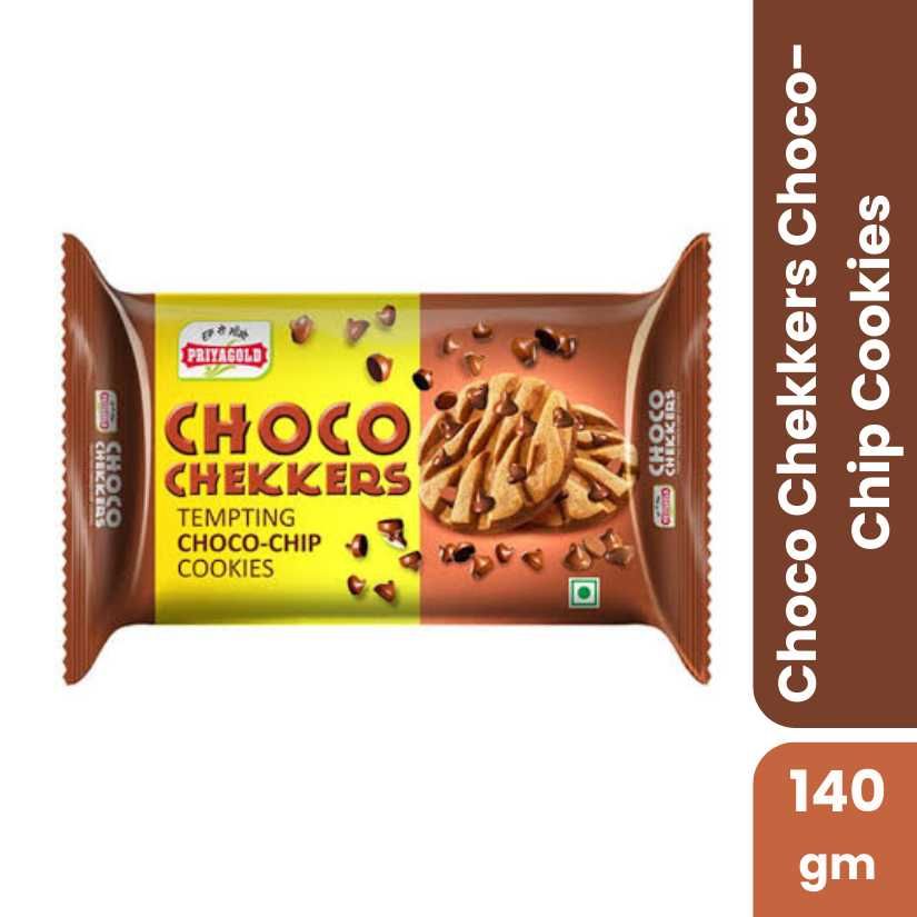 Priyagold Choco Chekkers Choco-Chip Cookies, 140gm