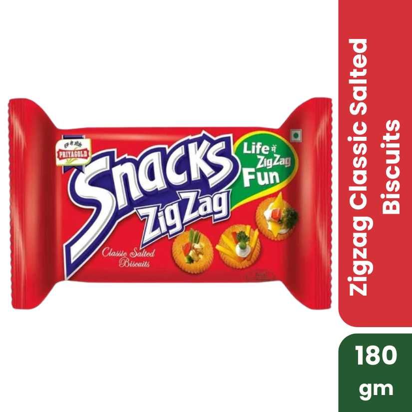 Priyagold Snacks Zigzag Classic Salted Biscuits, 180gm