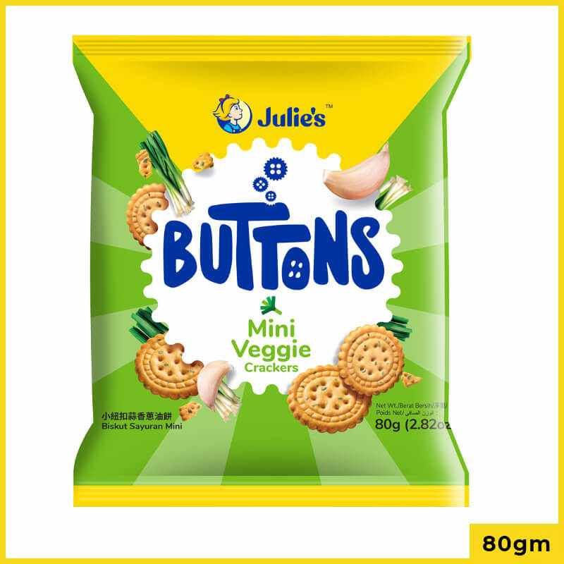 Julie's Buttons Mini Veggie Crackers Biscuits, 80gm