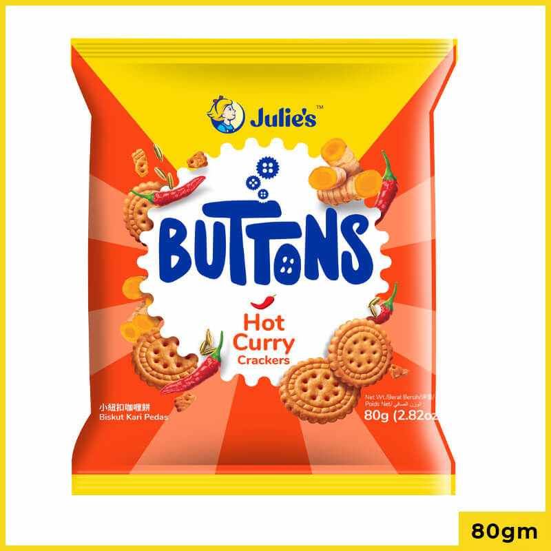 Julie's Buttons Hot Curry Crackers Biscuits, 80gm