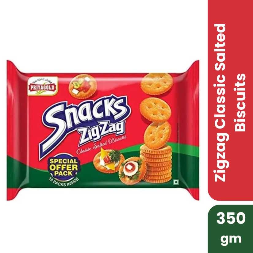 Priyagold Snacks Zigzag Classic Salted Biscuits, 350gm