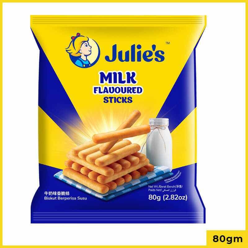 Julie's Milk Flavoured Sticks Biscuits, 80gm