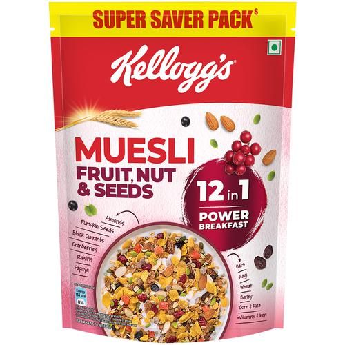 Kelloggs Muesli Fruit Nut & Seeds - 12-In-1 Power Breakfast, 750 gm