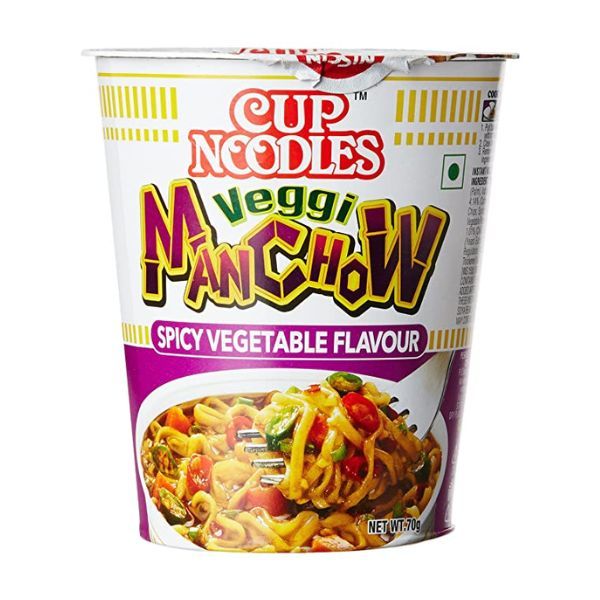 Nissin Veggi Manchow Instant Cup Noodles, 70gm Cup (8901014004836)