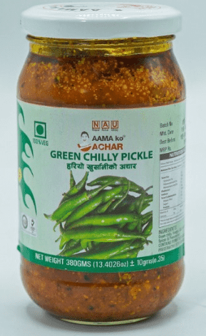 Aama ko Achar- Green Chilly Pickle, 380gm