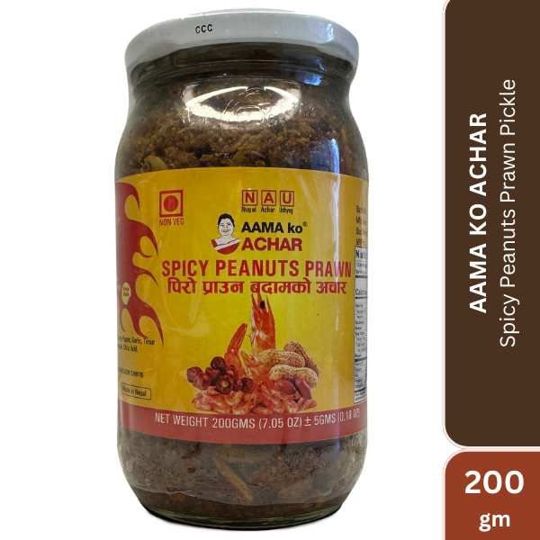 Aama ko Achar- Spicy Peanuts Prawn Pickle, 200gm