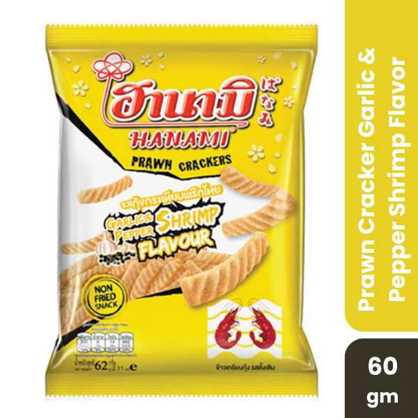 Hanami Prawn Cracker Garlic & Pepper Shrimp Flavor, 60gm