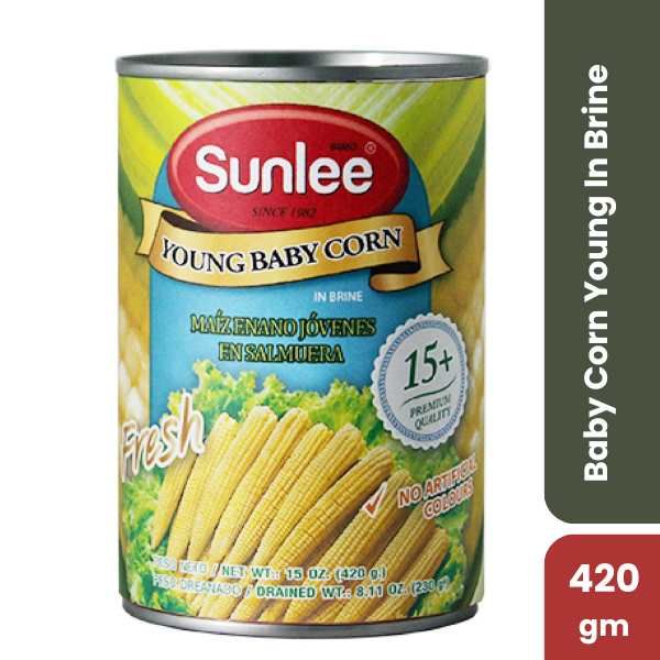 Sunlee Baby Corn Young In Brine, 420gm