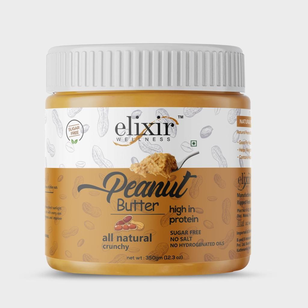 Elixir Natural Peanut Butter Crunchy (Sugar Free), 350gm