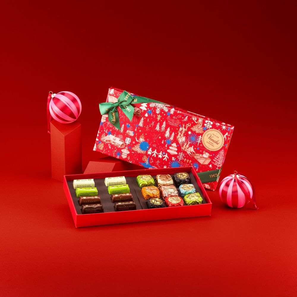 2024 XMAS RED RECTANGLE GIFT BOX  WITH INGOTS AND CHOCOVIAR 290G