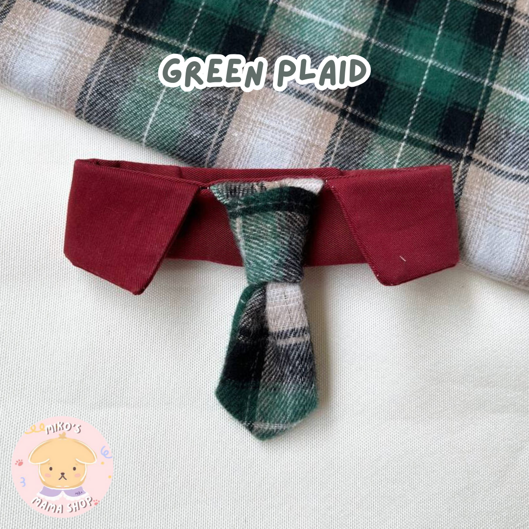 Green Plaid Nectktie Collar (Premium)