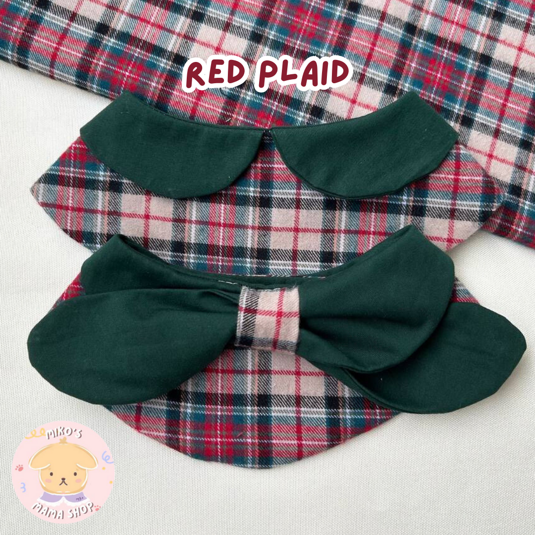 Red Plaid Ribbon Collar (Premium)