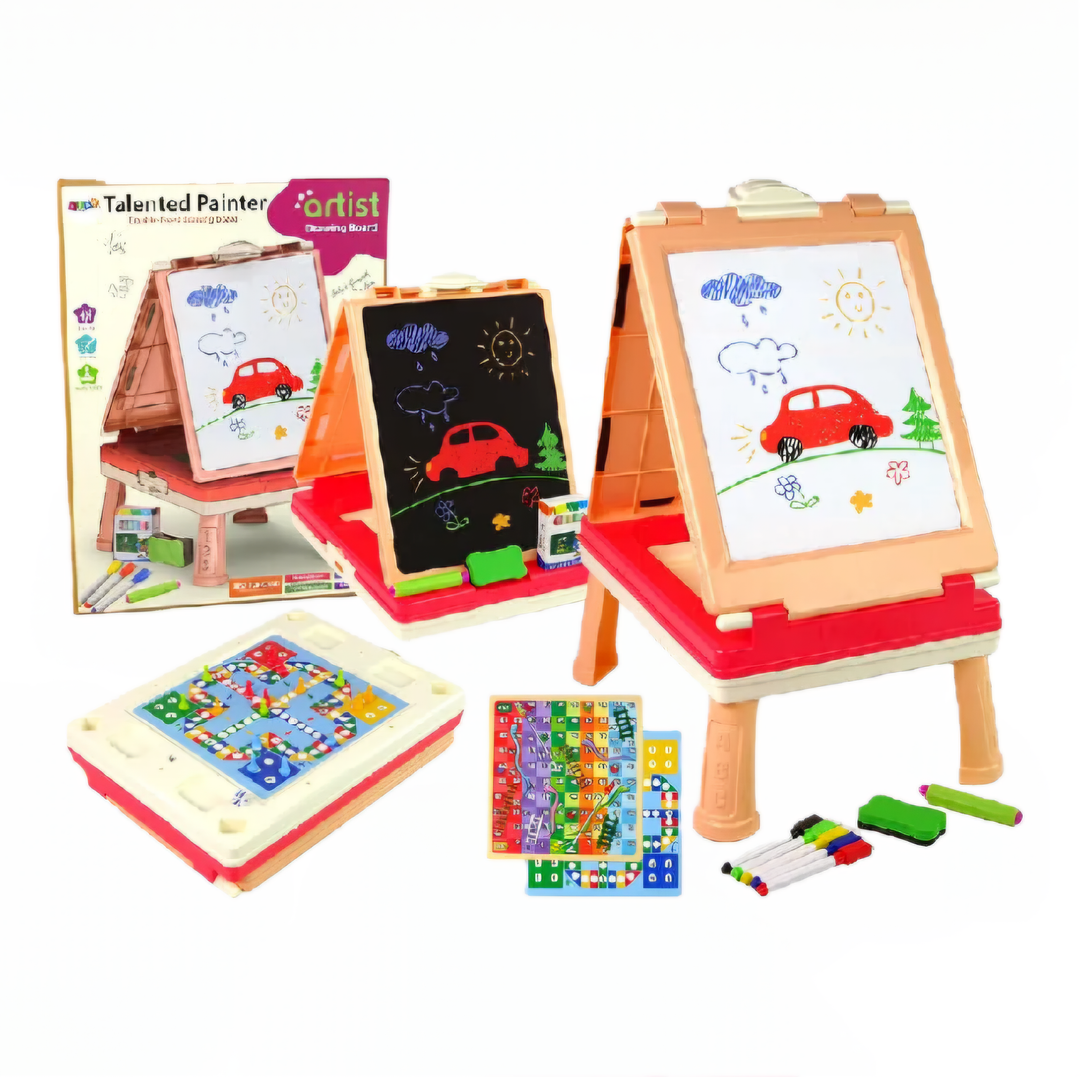 🚩Planche à dessin double face  3 en 1 pour enfants avec table de jeu Fantastic-Kids-Toys Tableau blanc & noir pour enfants