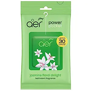 Godrej Aer Power Pocket -Bathroom Fragrance, Jasmine Floral Delight, 10 g