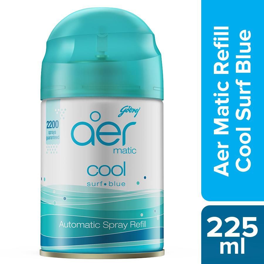 Godrej Aer Matic Refill, Air Freshener Cool Surf Blue (225 ml) Refill