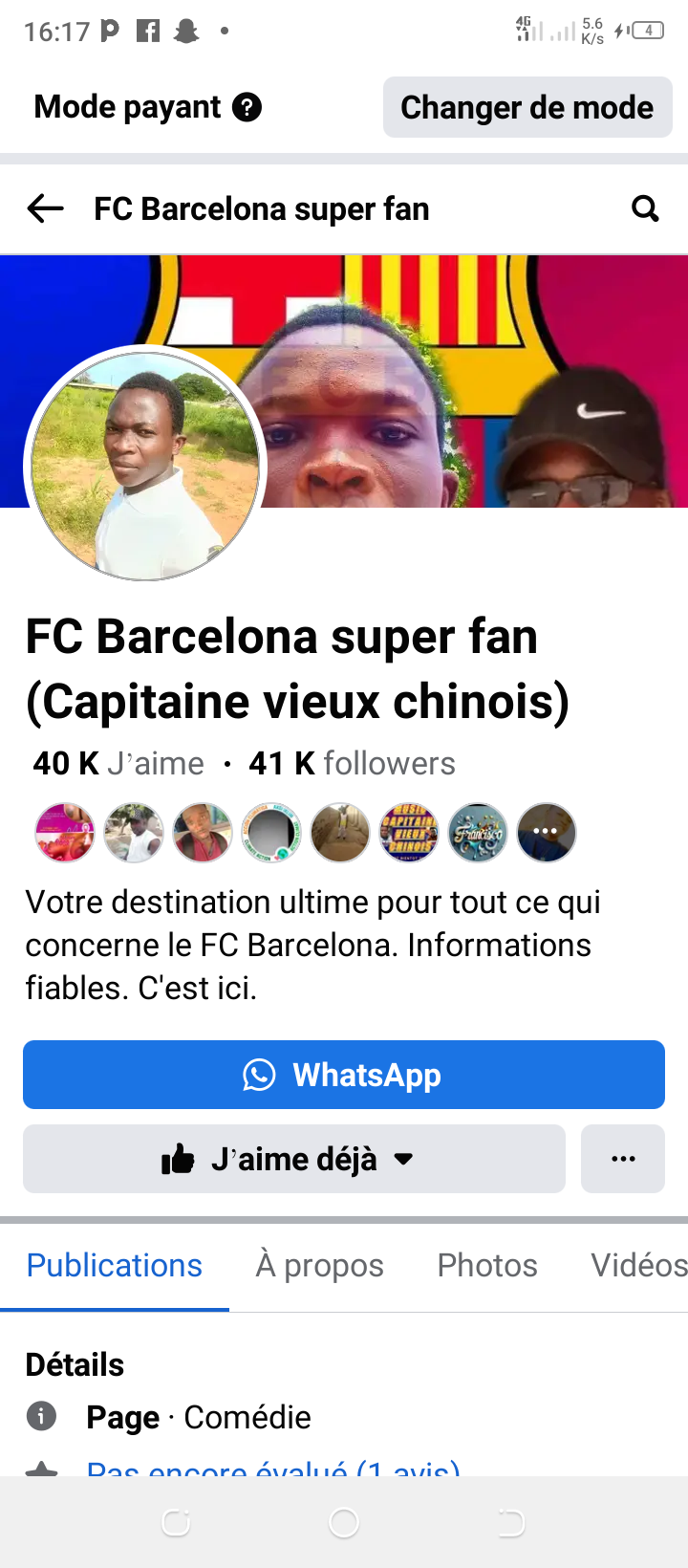 Compte Facebook avec 41k d'abonnés