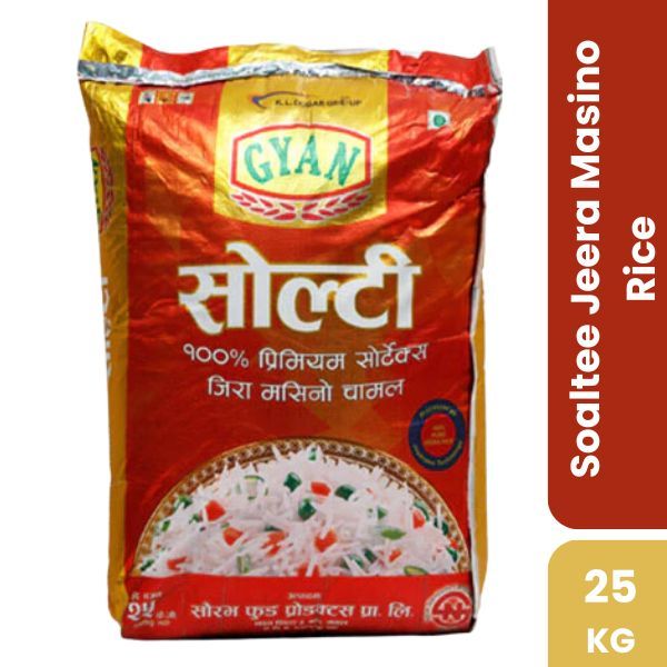 Gyan Soaltee Jeera Masino Rice, 25 KG