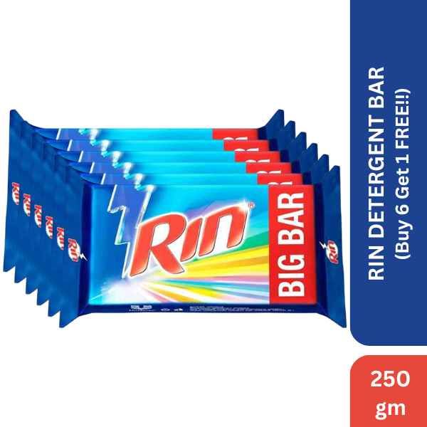 Rin Detergent Bar, 250gm (Buy 6 Get 1 Free)