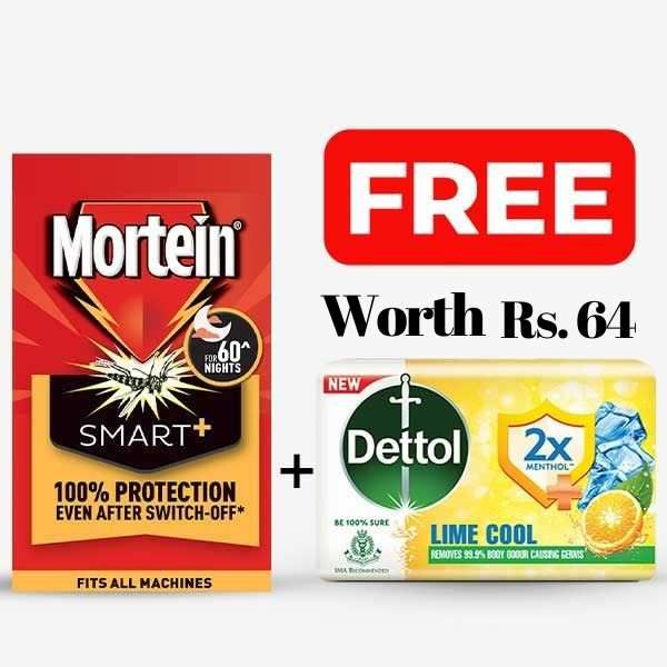 Mortein SmartPlus Mosquito Repellent Liquid Refill, 45 ml (Free Dettol Soap)