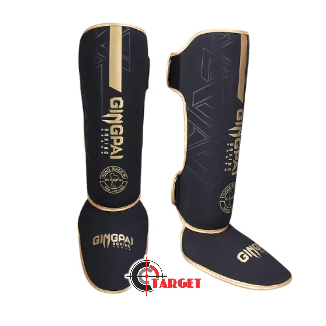 Boxing Shin Guards 2 Pcs Black Gold GINGPAI