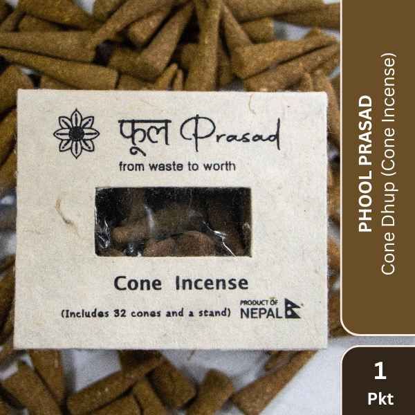 Phool Prasad Cone Dhup (Cone Incense) White, 32 Pcs