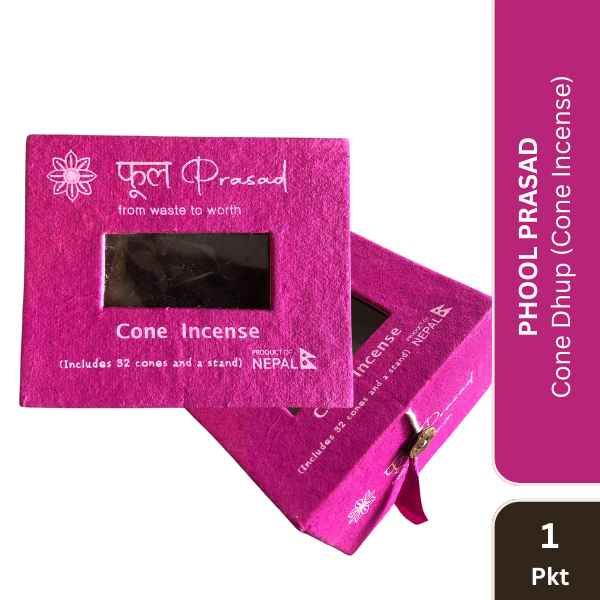 Phool Prasad Cone Dhup (Cone Incense) Pink, 32 Pcs