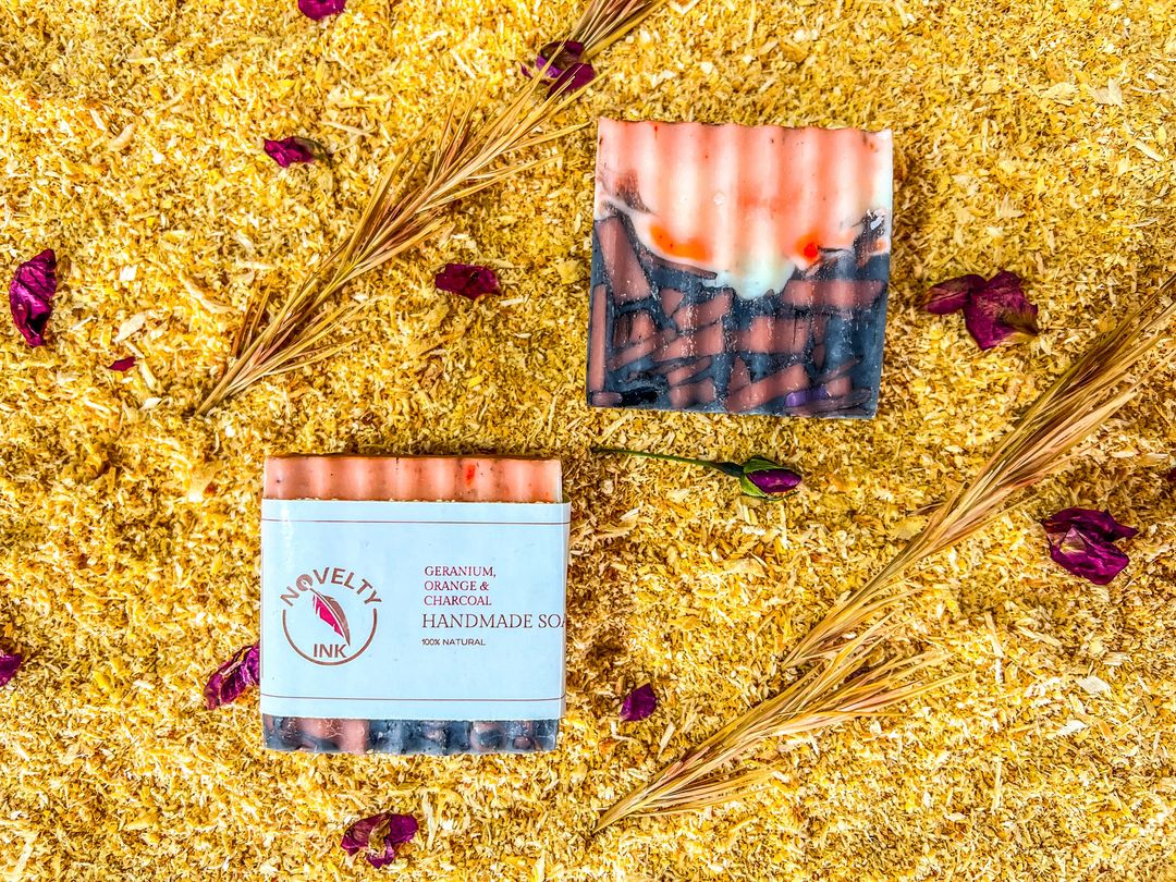 Geranium, orange & charcoal 