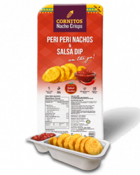 Cornitos Nacho Crisps Tray Pack Peri Peri Nachos & Salsa Dip 70G