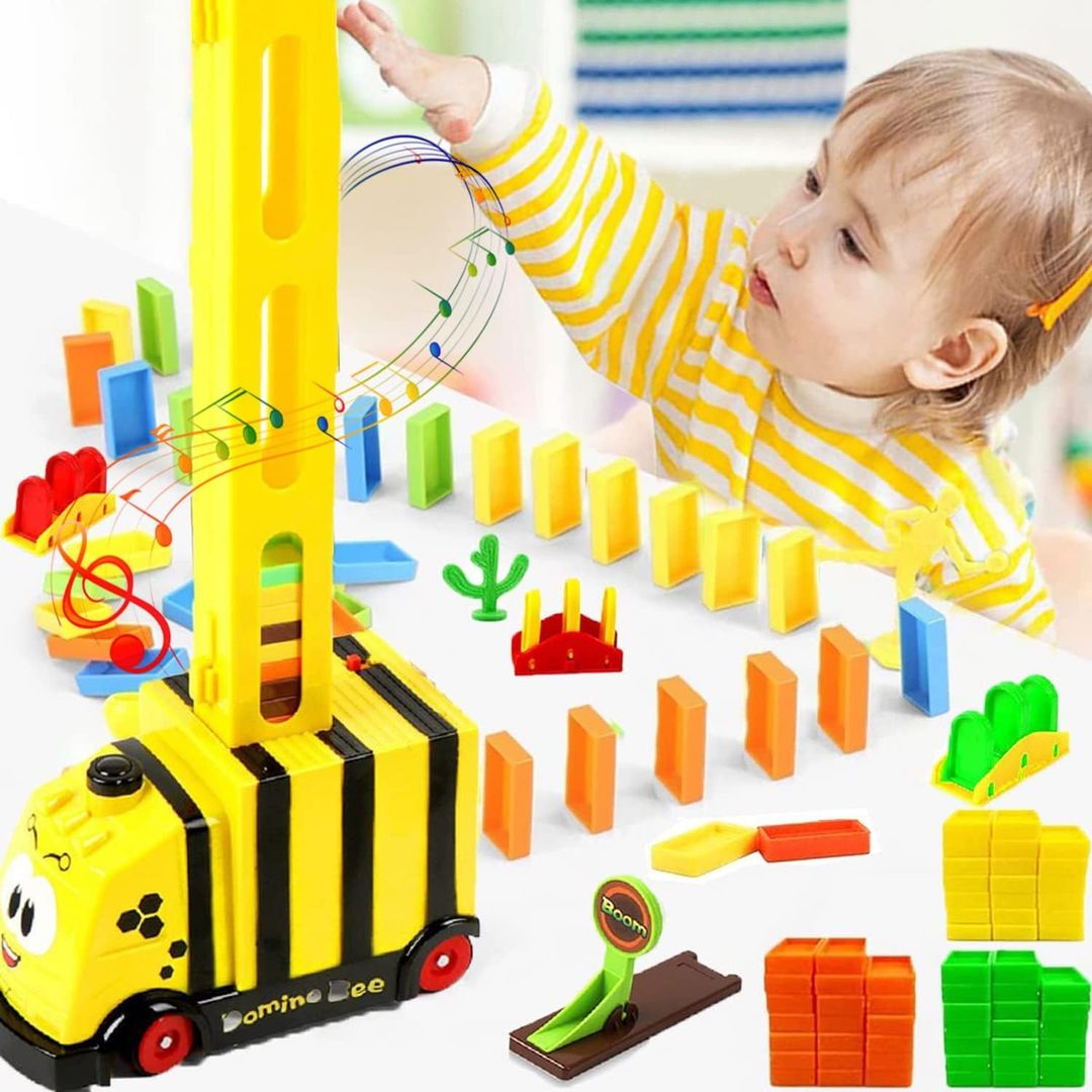 Domino Train électrique, jeu de briques dominos à poser automatiquement, cadeau pour garçons et filles