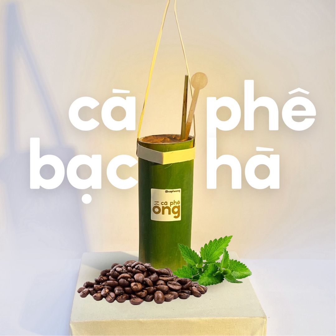 cà phê sữa bạc hà ống