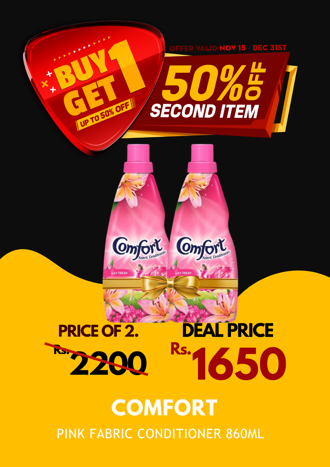 Comfort Pink Fabric Conditioner 860ml X 2 BOGO 50%