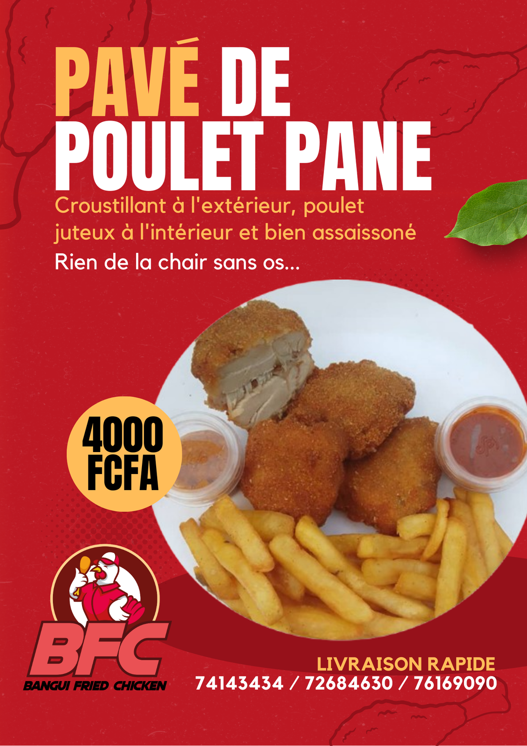 Pavés de poulet pané