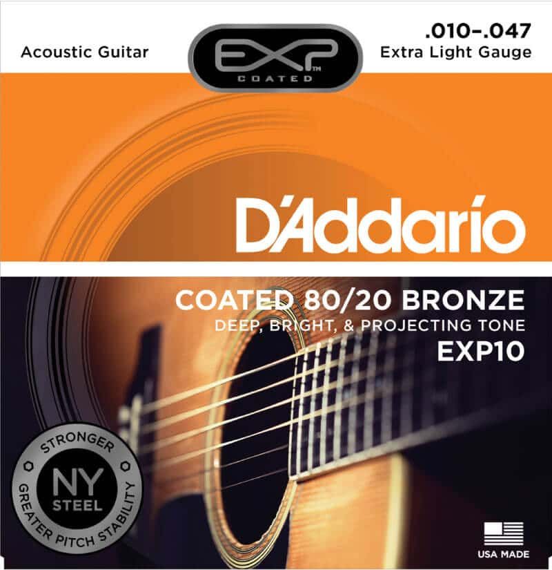 D Addario EXP10 Acoustic 80 20 10-47 Coated Guitar Strings