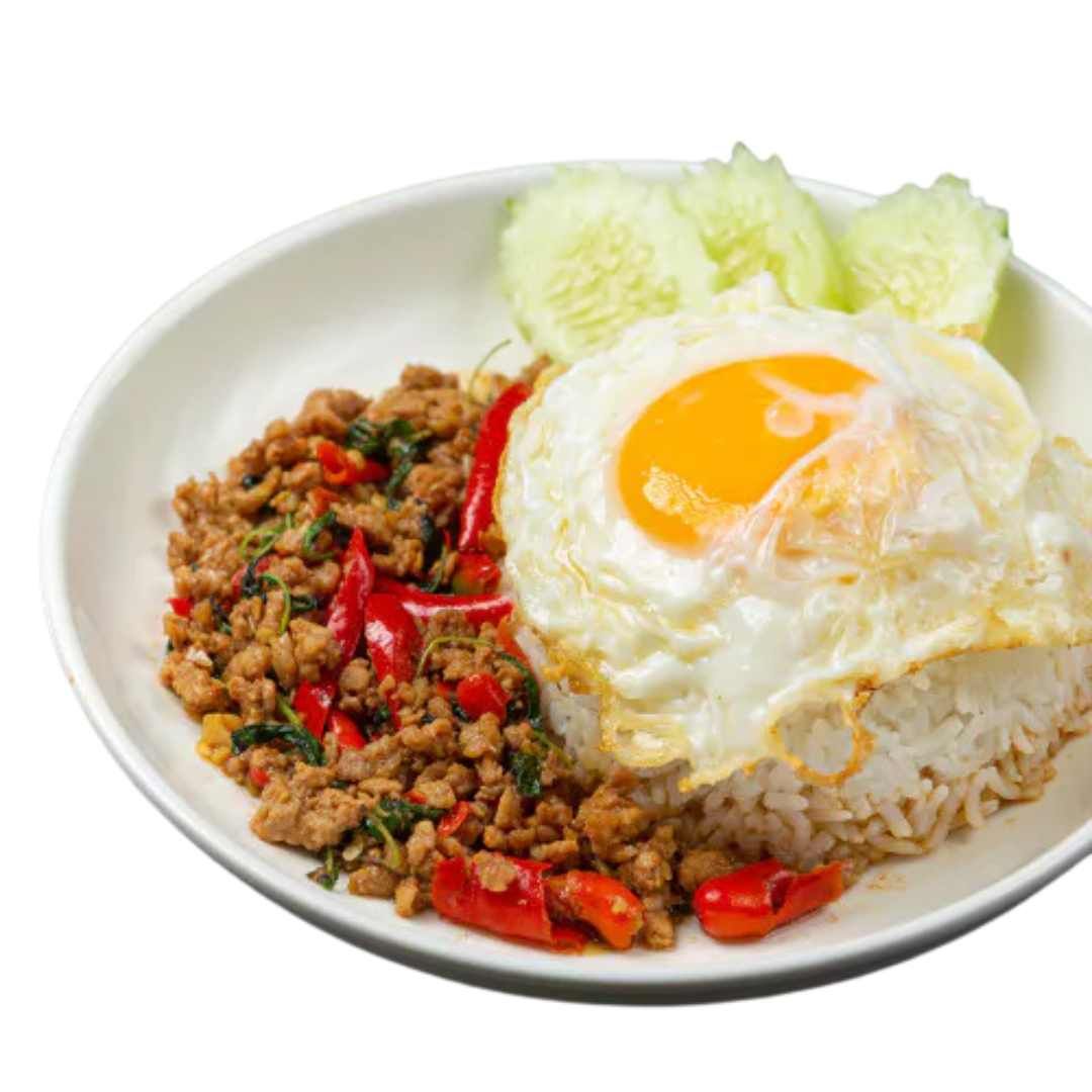 Kapao chicken w/rice topped egg  ข้าวกะเพราไก่ไข่ดาว 