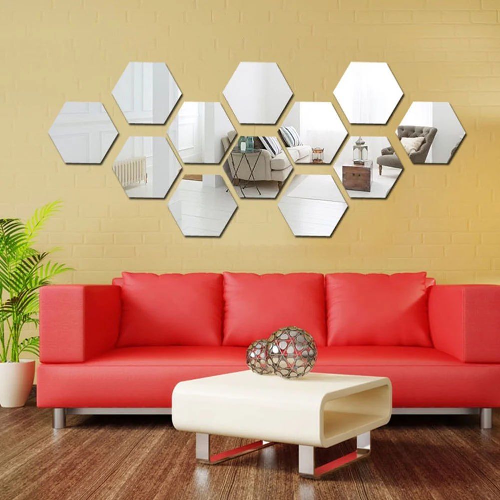 12 pcs mirror effect tile wall sticker