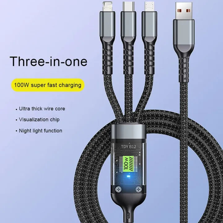 100W 3 In 1 Fast Charging Cable (P04755)