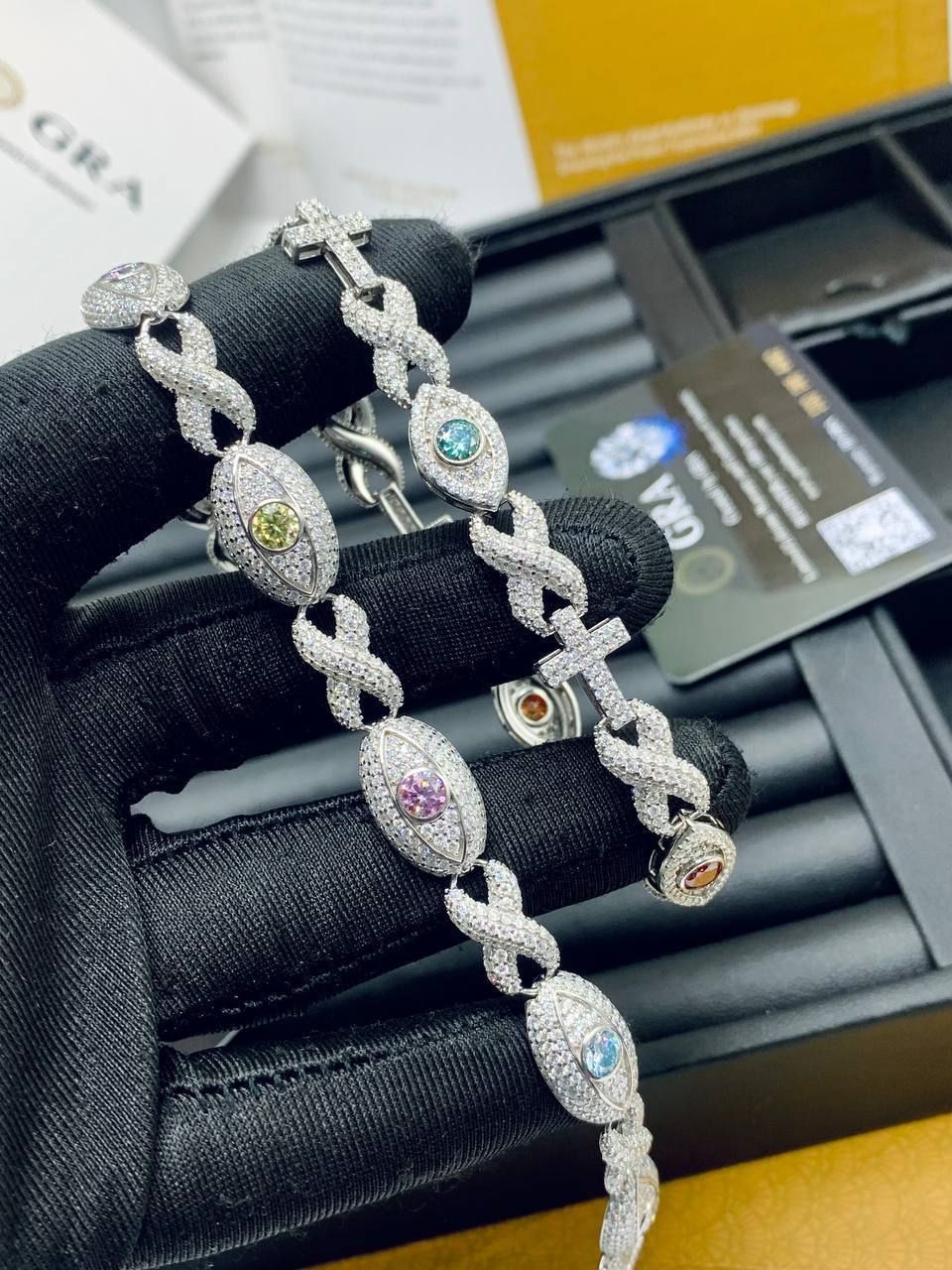 Bracelet VVS Moissanite Diamond Evil Eye et Tennis 💎💎💎💎💎💎💎