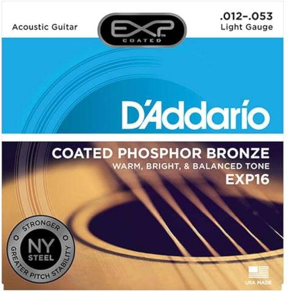 D'addario Coated Phosphor Bronze Light Acoustic Guitar Strings - EXP16